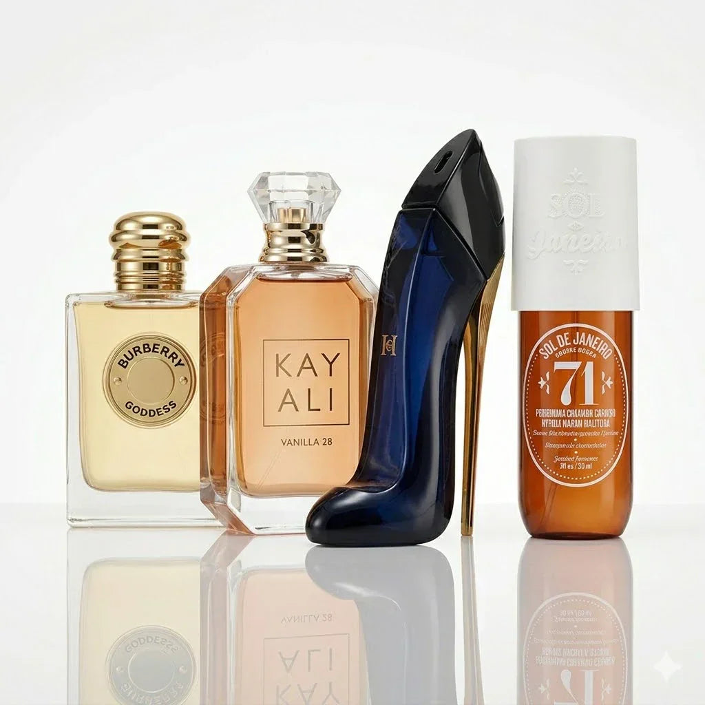 Комплект от 4 парфюма | Burberry Goddess, Kayali Vanilla 28, CH Good Girl, Sol de Janeiro '71.